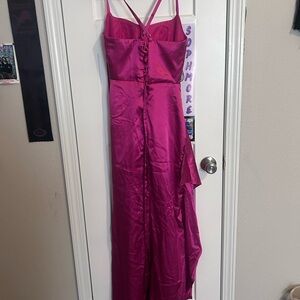 Elegant Fuchsia Satin Prom Dress